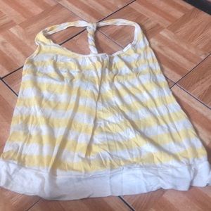 Yellow Striped Racerback Tank Top